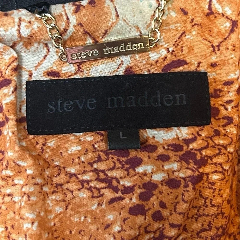 Steve Madden‎ Black Double Breasted Peacoat Puff Shoulder Snakeskin Lining Large